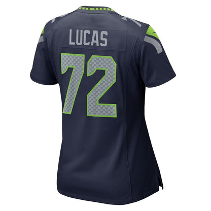 Abraham Lucas 72 Seattle Seahawks 2026 Super Bowl LX - Women Navy Game Jersey
