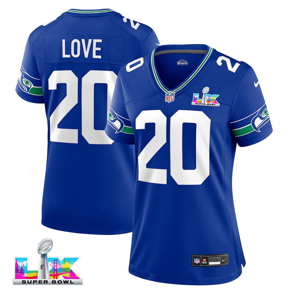 Julian Love 20 Seattle Seahawks 2026 Super Bowl LX - Women Royal Player Jersey