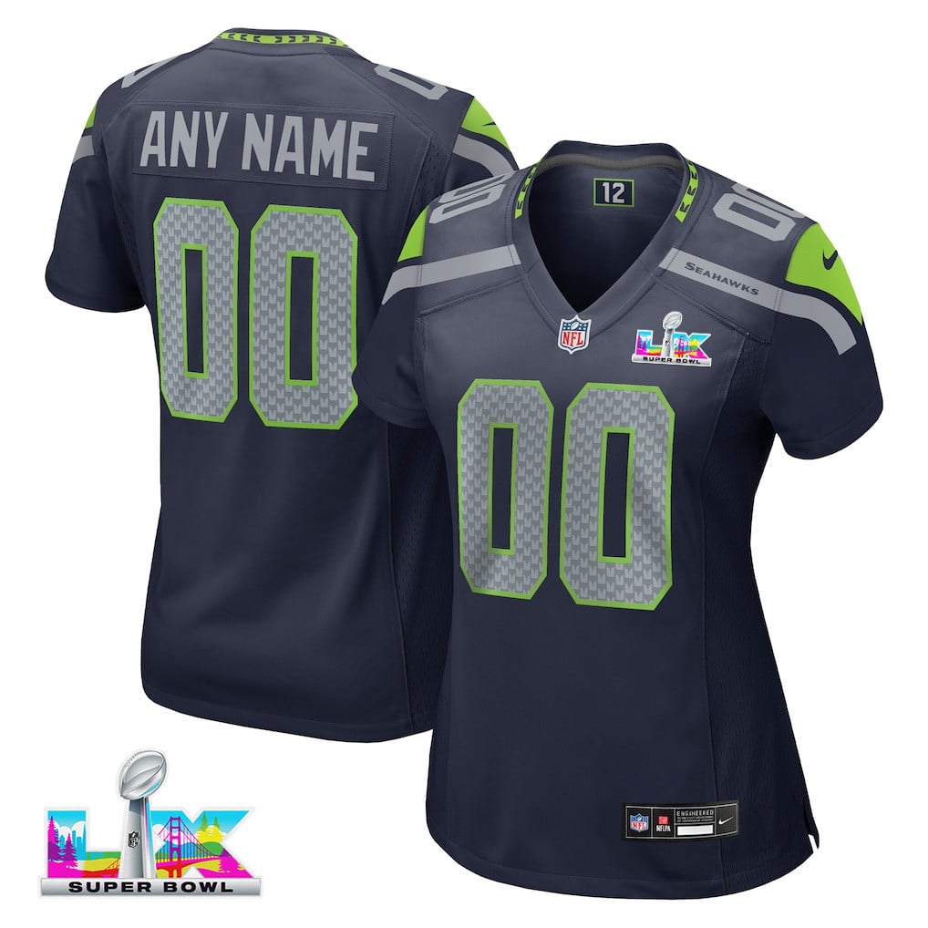 Seattle Seahawks 2026 Super Bowl LX - Women's Custom Game Jersey - Navy