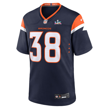 Jaleel McLaughlin 38 Denver Broncos 2026 Super Bowl LX - Navy Alternate Game Jersey