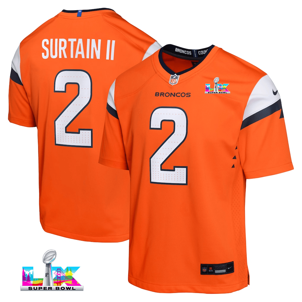 Patrick Surtain II 2 Denver Broncos YOUTH - 2026 Super Bowl LX Orange Game Team Jersey