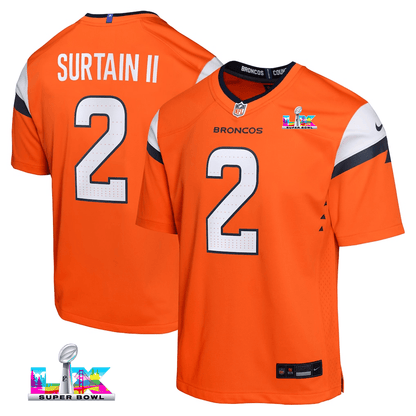 Patrick Surtain II 2 Denver Broncos YOUTH - 2026 Super Bowl LX Orange Game Team Jersey