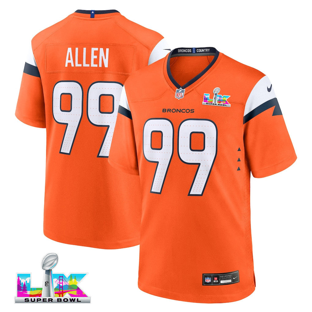 Zach Allen 99 Denver Broncos 2026 Super Bowl LX - Orange Team Game Jersey