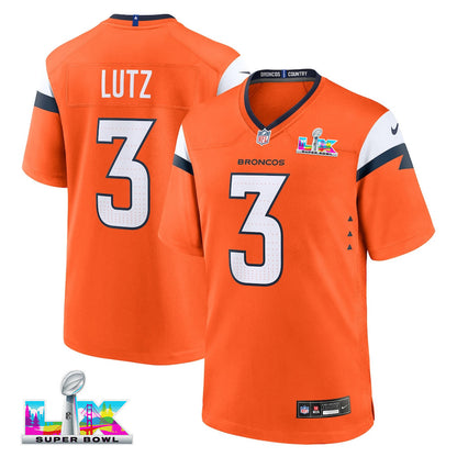 Wil Lutz 3 Denver Broncos 2026 Super Bowl LX - Orange Team Game Jersey