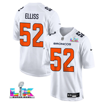 Jonah Elliss 52 Denver Broncos 2026 Super Bowl LX - White Tundra Fashion Game Jersey