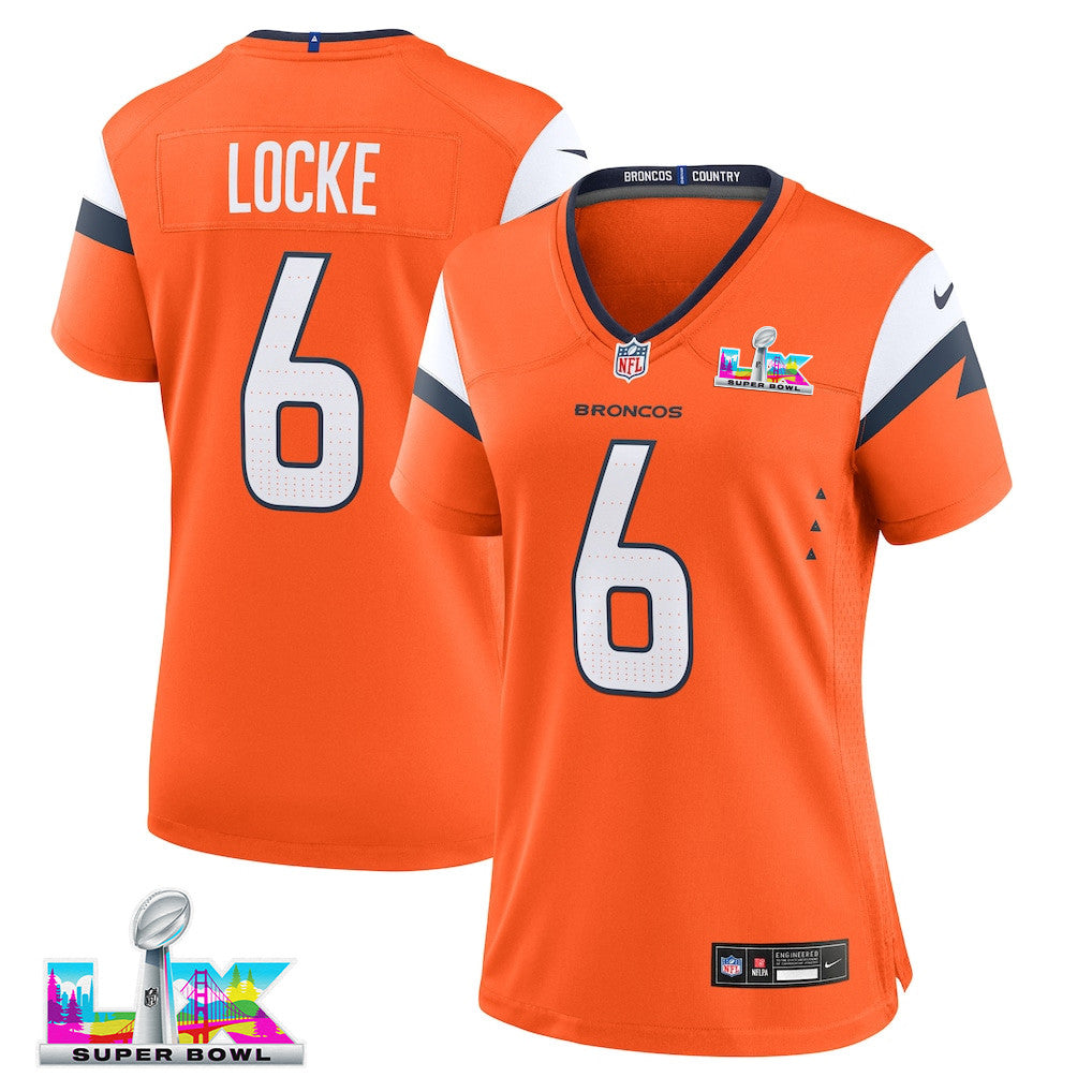 P.J. Locke 6 Women's Denver Broncos 2026 Super Bowl LX - Orange Game Jersey