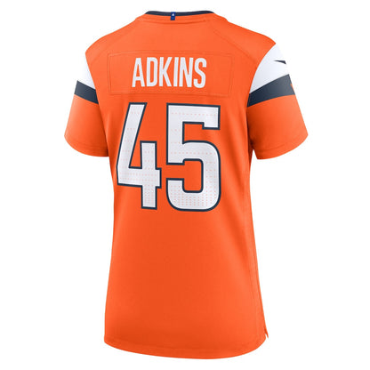 Nate Adkins 42 Women's Denver Broncos 2026 Super Bowl LX - Orange Game Jersey