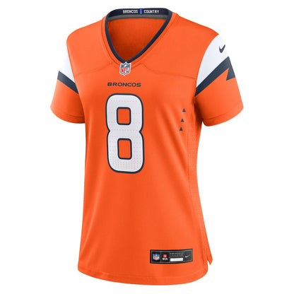 Jarrett Stidham 8 Women's Denver Broncos 2026 Super Bowl LX - Orange Game Jersey