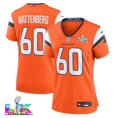 Luke Wattenberg 60 Women's Denver Broncos 2026 Super Bowl LX - Orange Game Jersey