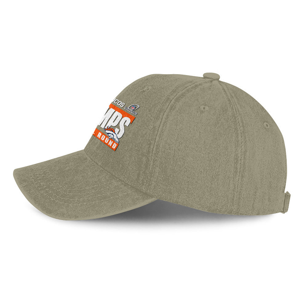 Denver Broncos Divisional Champs 25/26 Washed Cotton Cap – Printed Graphic - Olive Khaki
