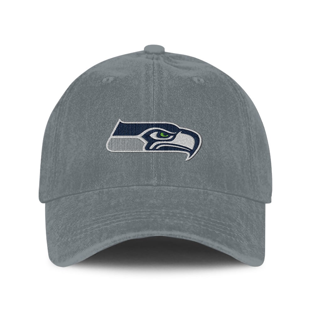 Seattle Seahawks 25/26 Washed Cotton Cap – Logo Iconic Printed Graphic - Light Grey