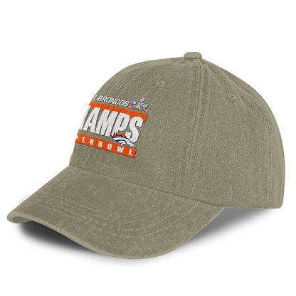 Denver Broncos Super Bowl LX Champs 25/26 Washed Cap – Printed Graphic - Olive Khaki