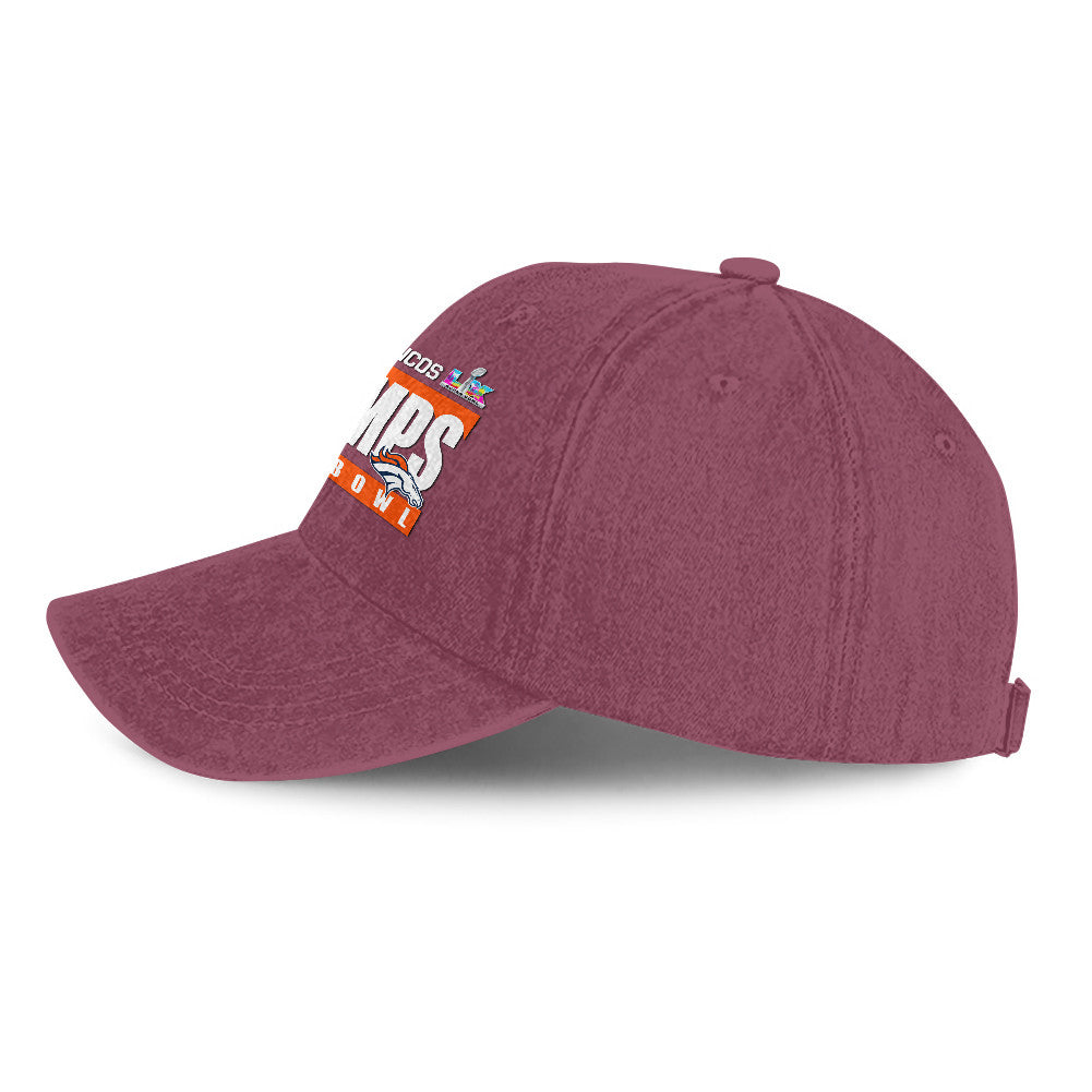 Denver Broncos Super Bowl LX Champs 25/26 Washed Cap – Printed Graphic - Burgundy