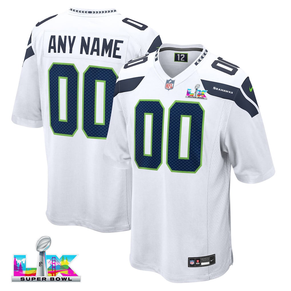 Seattle Seahawks 2026 Super Bowl LX Custom Name - White Game Jersey