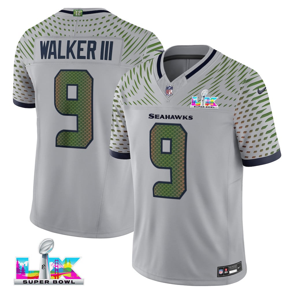 Kenneth Walker III 9 Seattle Seahawks 2026 Super Bowl LX - Wolf Gray Game Jersey