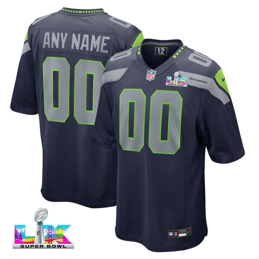 Seattle Seahawks 2026 Super Bowl LX Custom Name - College Navy Team Game Jersey