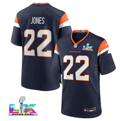 Brandon Jones 22 Denver Broncos 2026 Super Bowl LX - Navy Alternate Game Jersey