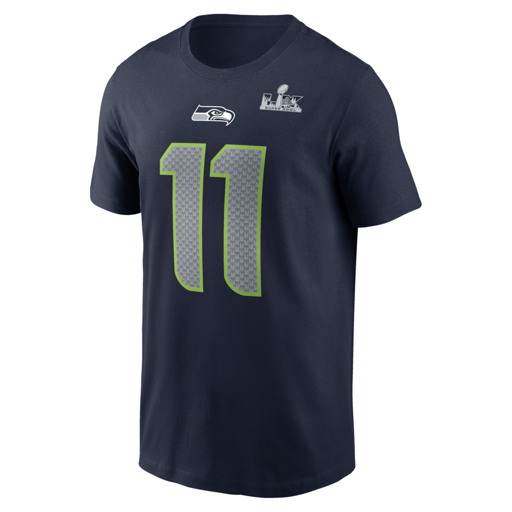 Jaxon Smith-Njigba Seattle Seahawks Super Bowl LX Patch Palyer T-Shirt - Navy