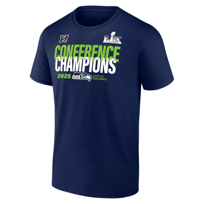 Seattle Seahawks 2025 NFC Champions Right Side Draw T-Shirt - College Navy