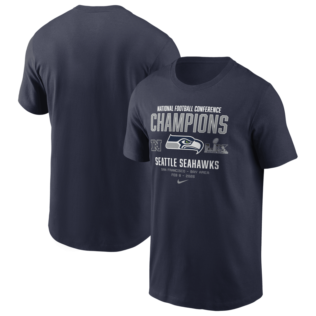 Seattle Seahawks 2025 NFC Champions Team Nation T-Shirt - College Navy