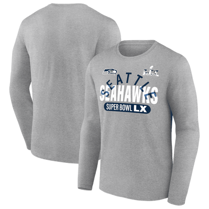 Seattle Seahawks Super Bowl LX Game Plan Long Sleeve T-Shirt - Gray