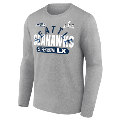 Seattle Seahawks Super Bowl LX Game Plan Long Sleeve T-Shirt - Gray