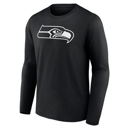 Seattle Seahawks Personalized Monochrome Long Sleeve T-Shirt - Black