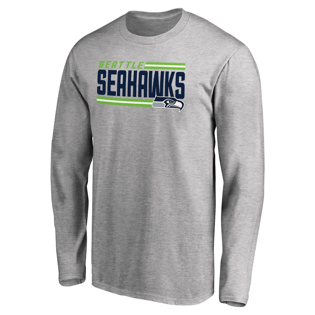 Seattle Seahawks Iconic Collection On Side Stripe Long Sleeve T-Shirt - Ash