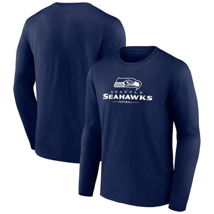 Seattle Seahawks Logo Team Lockup Long Sleeve T-Shirt - Navy