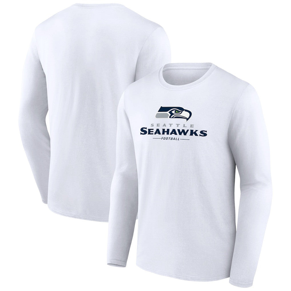Seattle Seahawks Logo Team Lockup Long Sleeve T-Shirt - White