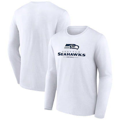 Seattle Seahawks Logo Team Lockup Long Sleeve T-Shirt - White