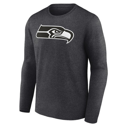 Seattle Seahawks Personalized Monochrome Long Sleeve T-Shirt - Charcoal