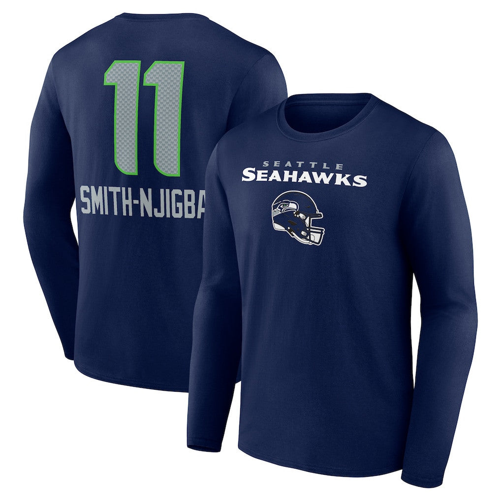 Jaxon Smith-Njigba Seattle Seahawks Team Wordmark Long Sleeve T-Shirt - College Navy