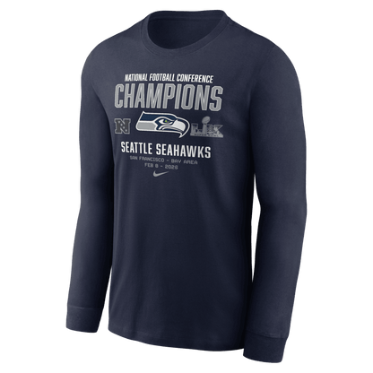 Seattle Seahawks 2025 NFC Champions Team Nation Long Sleeve T-Shirt - College Navy