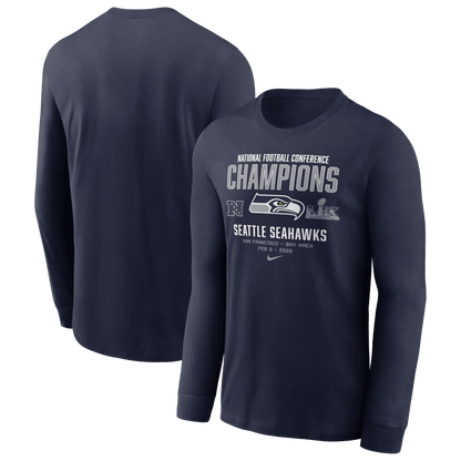 Seattle Seahawks 2025 NFC Champions Team Nation Long Sleeve T-Shirt - College Navy