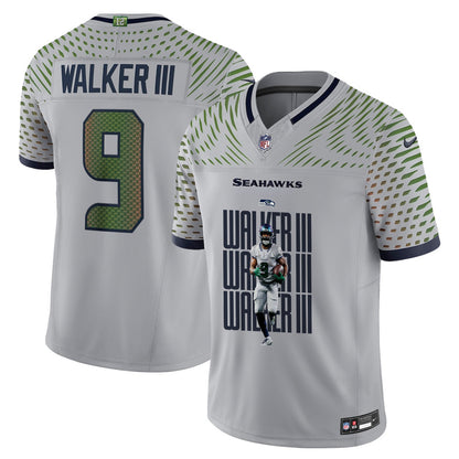 Kenneth Walker III 9 Seattle Seahawks Super Bowl LX Power & Precision Jersey – Grey