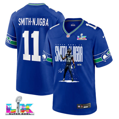 Jaxon Smith-Njigba 11 Seattle Seahawks Super Bowl LX Backfield Beast Jersey – Royal Blue