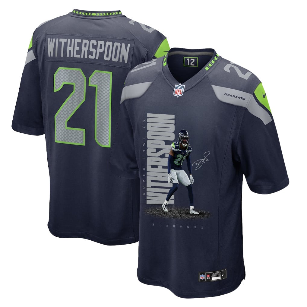 Devon Witherspoon 21 Seattle Seahawks Super Bowl LX Explosive Playmaker Jersey – Navy