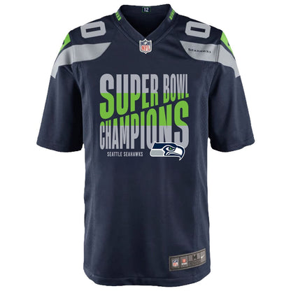 Seattle Seahawks Super Bowl LX Champions Custom Team Game YOUTH Jersey - College Navy