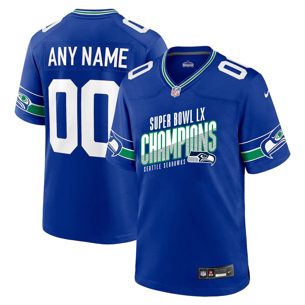 Seattle Seahawks Super Bowl LX Champions For Fan Edition Custom Alternate Game Jersey - Royal
