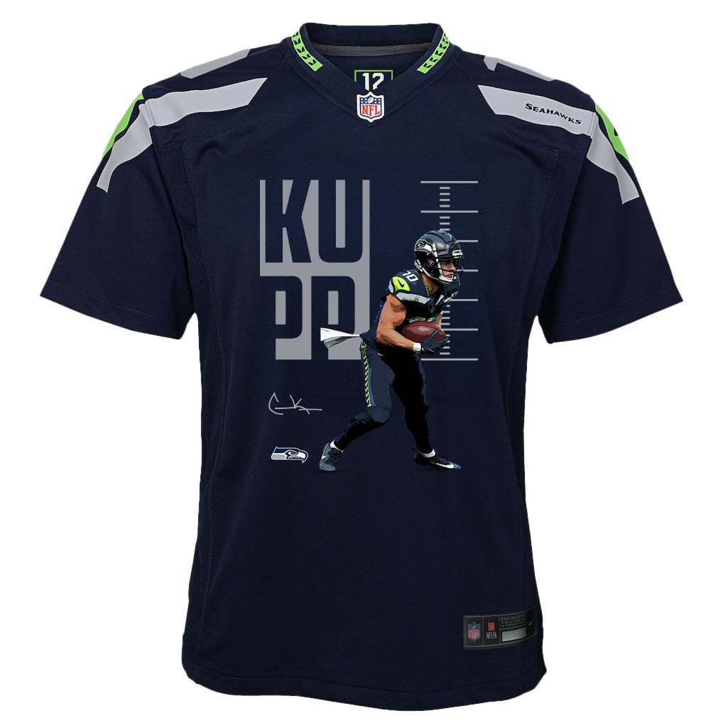 Cooper Kupp 10 Seattle Seahawks Super Bowl LX Game-Breaking Star YOUTH Game Jersey– Navy