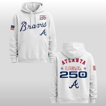Atlanta Braves Celebration USA 250 Anniversary White Pullover Hoodie