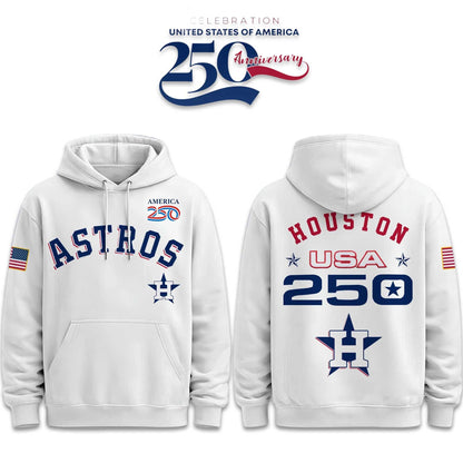 Houston Astros America 250th Anniversary 2026 White Pullover Hoodie
