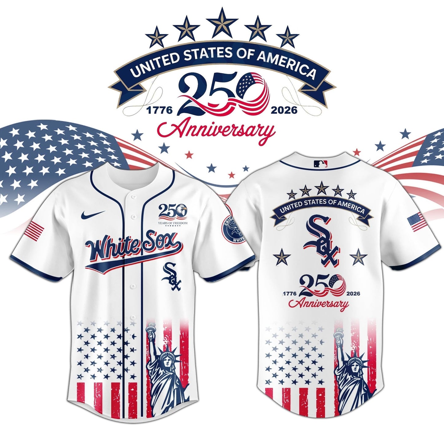 Chicago White Sox special America's 250th Anniversary Limited Edition 3D Baseball Jersey