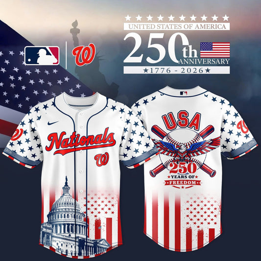 Washington Nationals 250th Anniversary of the United States Limited Shirt 3D Baseball Jersey - White