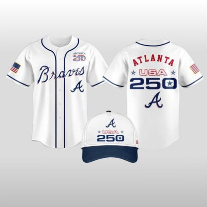 Atlanta Braves Celebration 250th Anniversary of the United States 3D Baseball Jersey - White