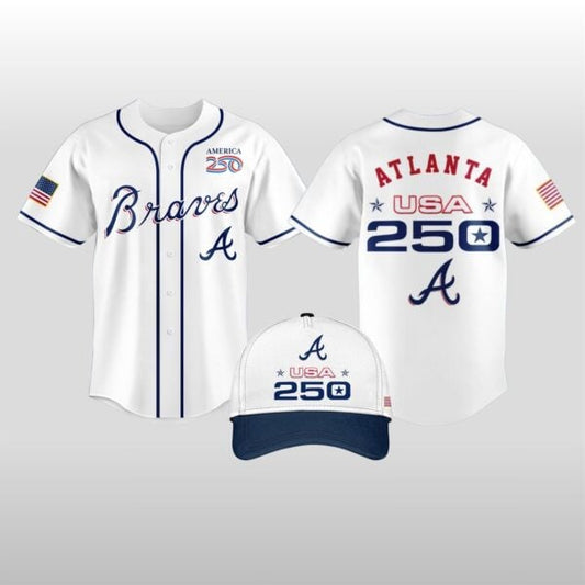 Atlanta Braves Celebration 250th Anniversary of the United States 3D Baseball Jersey - White