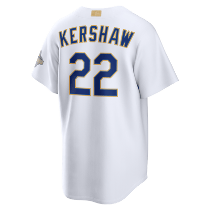 Clayton Kershaw 22 Los Angeles Dodgers 2026 Gold Collection Stadium Men Jersey - White