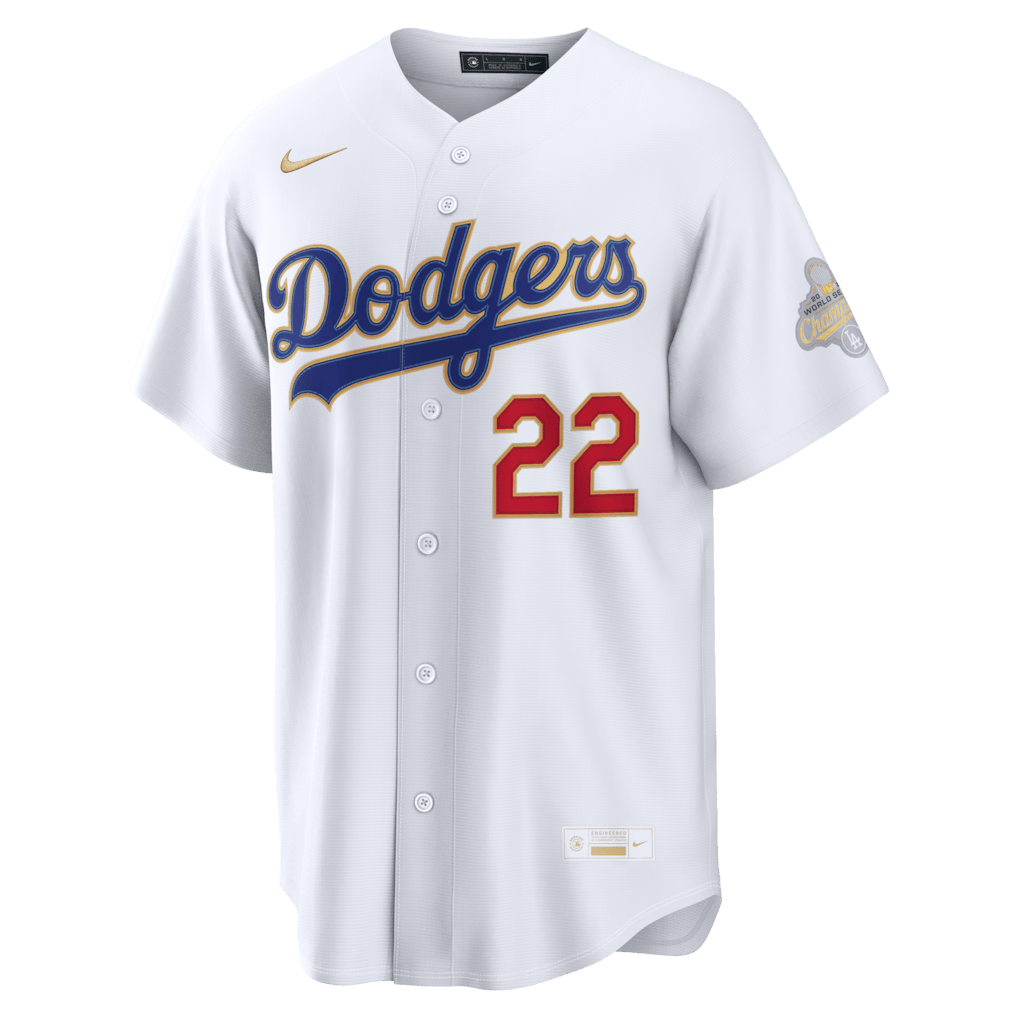 Clayton Kershaw 22 Los Angeles Dodgers 2026 Gold Collection Stadium Men Jersey - White