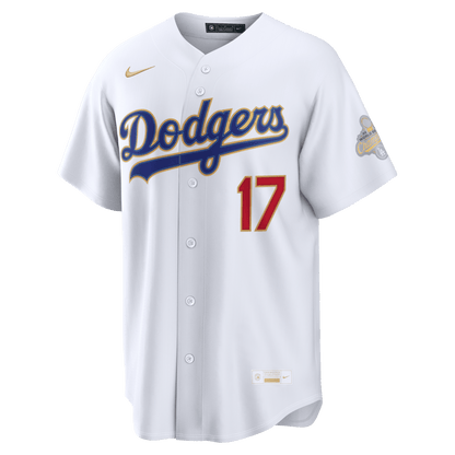Shohei Ohtani 17 Los Angeles Dodgers 2026 Gold Collection Kanji Stadium Men Jersey - White